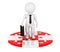 3d person businessman over Red and white circle puzzles