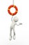 3d person hanging on life preserver lifebuoy ring