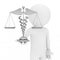 3d Person Hold in Hand Silver Medical Caduceus Symbol as Scales.