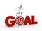 3d person jumping over word target goal