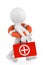 3d person with lifebuoy ring and first aid box