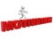 3d person - man, people jumping over word motivation. Businessman