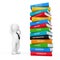 3d Person Stressed near Stack of Coloured School Books. 3d Rendering