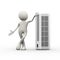 3d person stylish standing with air conditioner