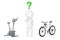 3d Person Thinking between Stationary Exercise Bike Gym Machine