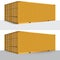 3d perspective yellow cargo container shipping freight isolated