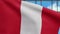 3D, Peruvian flag waving on wind. Close up of Peru banner blowing soft silk.