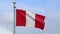 3D, Peruvian flag waving on wind. Close up of Peru banner blowing soft silk.