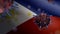 3D, Philippin flag waving with Coronavirus outbreak. Philippine Covid 19