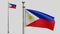 3D, Philippin flag waving on wind. Close up Philippine banner blowing soft silk