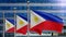 3D, Philippin flag waving on wind. Close up Philippine banner blowing soft silk