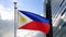 3D, Philippin flag waving on wind. Close up Philippine banner blowing soft silk