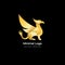 3D phoenix bird gold logo template. Vector illustration