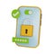 3D phone secure fraud protect icon, personal cyber privacy concept render, safety VPN pin code, lock.
