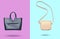 3D photo fashionable leather bag and handbag. Minimalism.