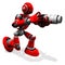 3D Photographer Robot Red Color Pose With Flat Camera white zoom lens