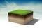 3d piece of land island with green grass