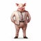 3d Pig Man In Professional Outfit: Caricature-like Illustration