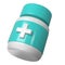 3d pill bottle medical icon pharmacy render. White plastic supplement jar. Protein vitamin capsule packaging, large