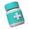 3d pill bottle medical icon pharmacy. White plastic supplement jar. Protein vitamin capsule packaging, large powder