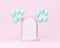 3d. Pink booth podium stage for show case with blue balloon.  Pastel color template minimal modern style wall background, display