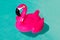 3d pink flamingo, tropical bird shape inflatable swimming pool ring, tube, float. Summer vacation holiday rubber object, traveling