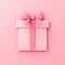 3d pink gift box icon on pink pastel color background minimal conceptual 3D rendering