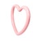 3d pink glossy heart love frame on white background. Suitable for Valentine day, Mother day, Women day, wedding, sticker