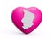 3d Pink Heart With 3d White Map Of Chad Isolated On White Background, 3d Illustration