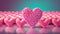 3d pink heart-candies on gradient background.