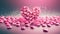 3d pink heart-candies on gradient background.