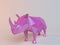 3D pink low poly (rhinoceros)