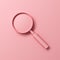 3d pink Magnifying glass isolated on pink pastel color background