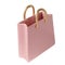 3D Pink Shopping Bag icon Isolated. Render Gift Bag. Online or Retail Shopping Symbol. Fashion Woman Handbag