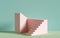 3d pink stairs, steps, abstract background in pastel colors, fashion podium, minimal scene, architectural block element