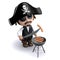 3d Pirate cooks a bbq
