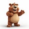 3d Pixar Bear Illustration On White Background