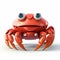 3d Pixar Crab: Orange And Crimson Robot Animal Illustration