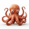 3d Pixar Octopus Model With Overexposure Style And Realistic Detail