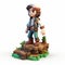 3d Pixel Cartoon Of Oliver: Nature-inspired Adventure Themed Figure