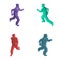 3d pixel running man set.Vector colorful illustration.