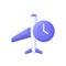 3D Plane is delayed illustration. Timer and air plane icon. Concept of information icon for airline or terminal board.