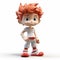 3d Plastic Cartoon Red Haired Boy In Red Shorts And White Sneakers