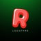 3D playful Letter R, Kids and joy style symbol for school, preschool, comic book, kids zone decoration, festive or baby