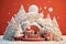 3D Podium Christmas Scene Background