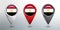 3D Pointer, Tag and Location Marker with Round Flag Nation of Egypt White, Red and Grey Glossy Model