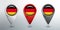 3D Pointer, Tag and Location Marker with Round Flag Nation of Germany White, Red and Grey Glossy Model