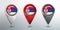 3D Pointer, Tag and Location Marker with Round Flag Nation of Serbia White, Red and Grey Glossy Model
