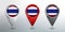 3D Pointer, Tag and Location Marker with Round Flag Nation of Thailand White, Red and Grey Glossy Model