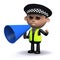3d Police officer uses a megaphone